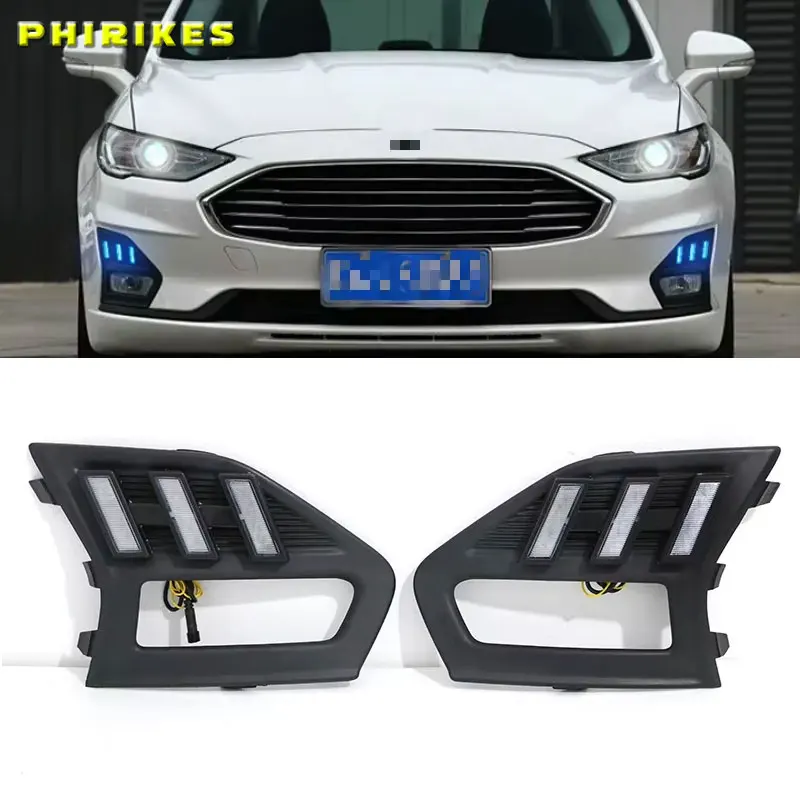 

2 шт. для Ford Mondeo Fusion 2019 2020 светодиодные DRL дневные ходовые огни светодиодные дневные противотуманные фары водонепроницаемые