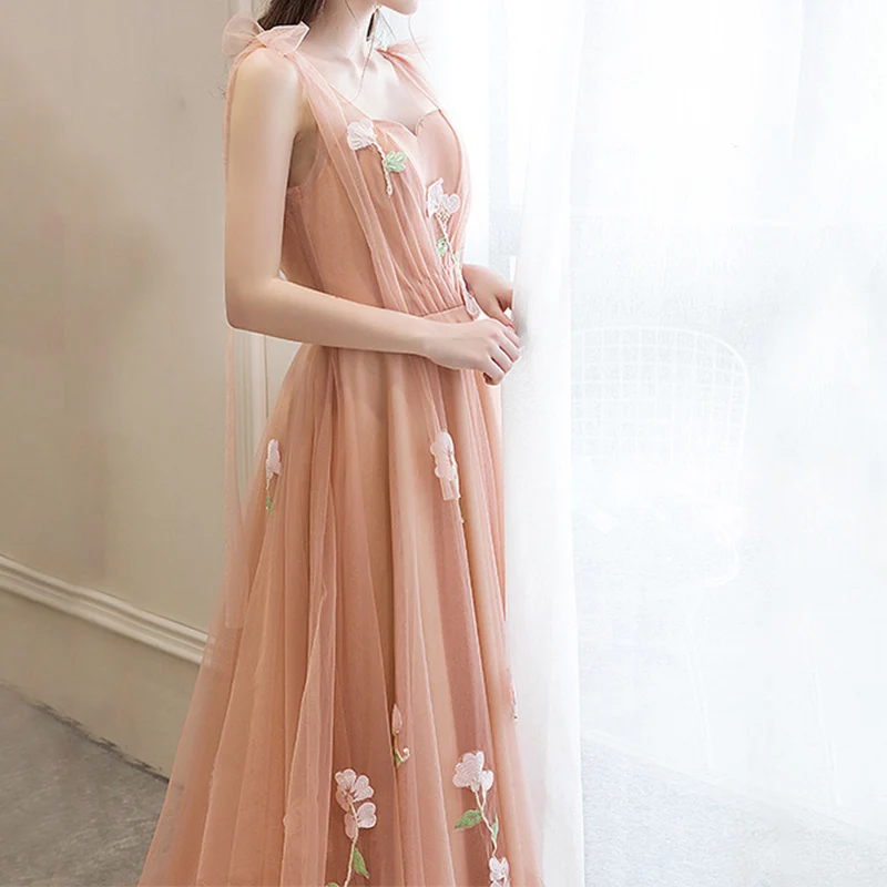 Robe De bal rose trapèze, tenue De Soirée en Tulle avec des appliques, pour les occasions, collection 2022