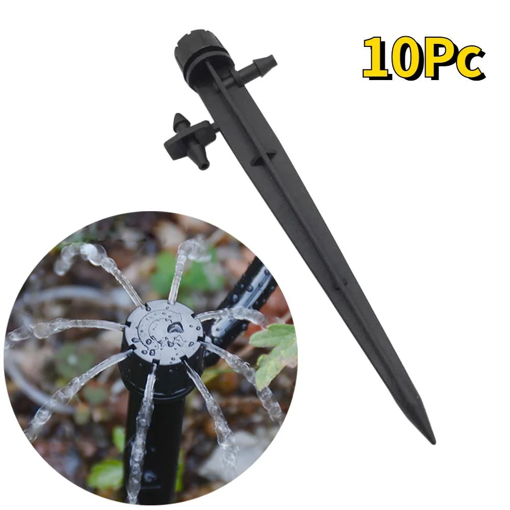 

10/20 Pcs 8 Hole 360° Adjustable Micro Sprinkler Drip Irrigation Nozzle with Ground Stake
