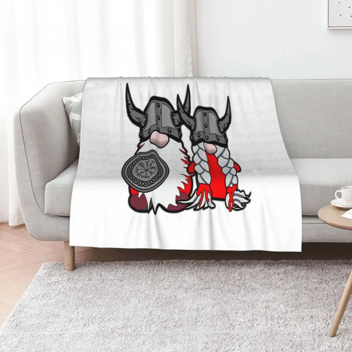 Cute Nordic Gnomes Viking Tomte Couple Scandinavian Nisse Throw Blanket Bed linens Plush Sleeping Bag bed plaid Blankets