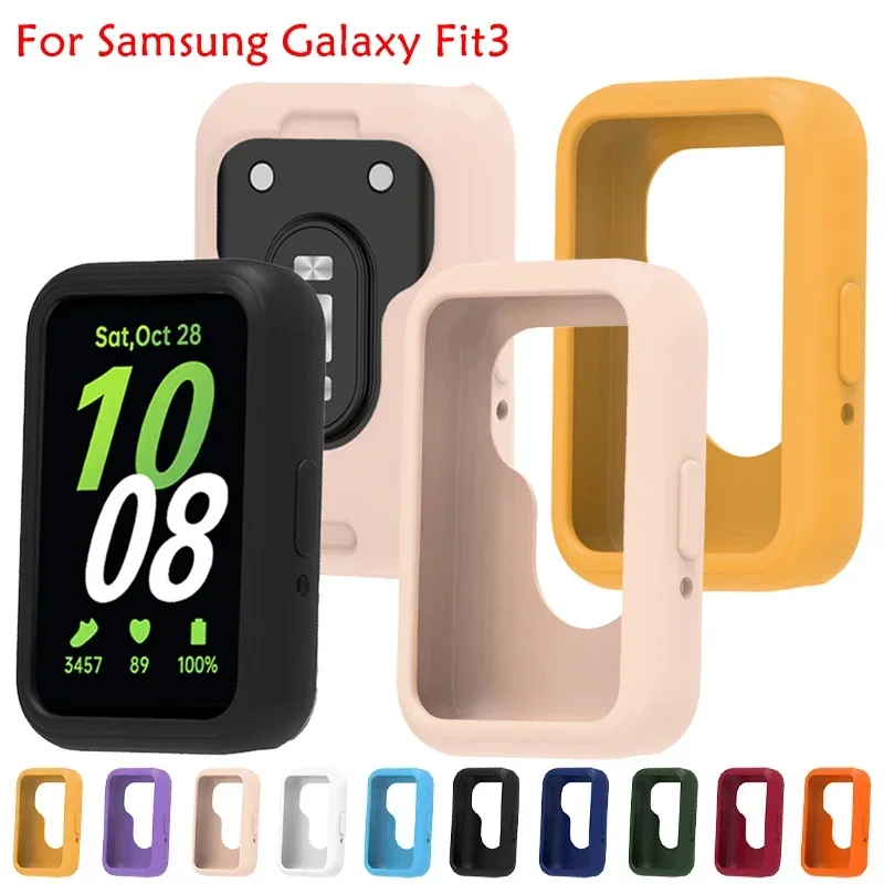 Soft Silicone Case for Samsung Galaxy Fit 3 Watch Candy Color Full Coverage Protective Cover for Galaxy Watch Fit 3 Accessories