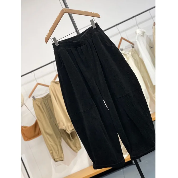 الكورية Sle سراويل تقليدية عالية الخصر سروال قصير سراويلي حريمي المرأة السراويل الطويلة ربيع الخريف جديد بسيط مطابقة تسع نقاط
