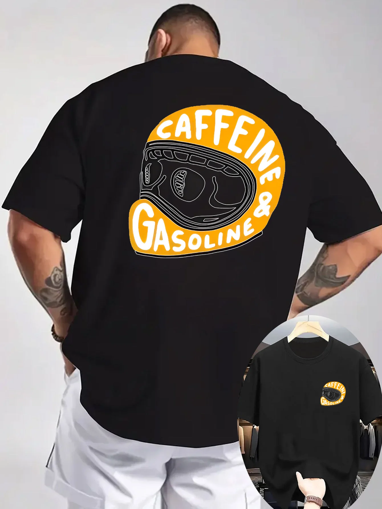 2026 Neues Sommer-Herren-T-Shirt, 100% Baumwolle, Muster-Print, Motorradhelm-Print, Lässig, Bequem, Locker Geschnitten – Detail 6