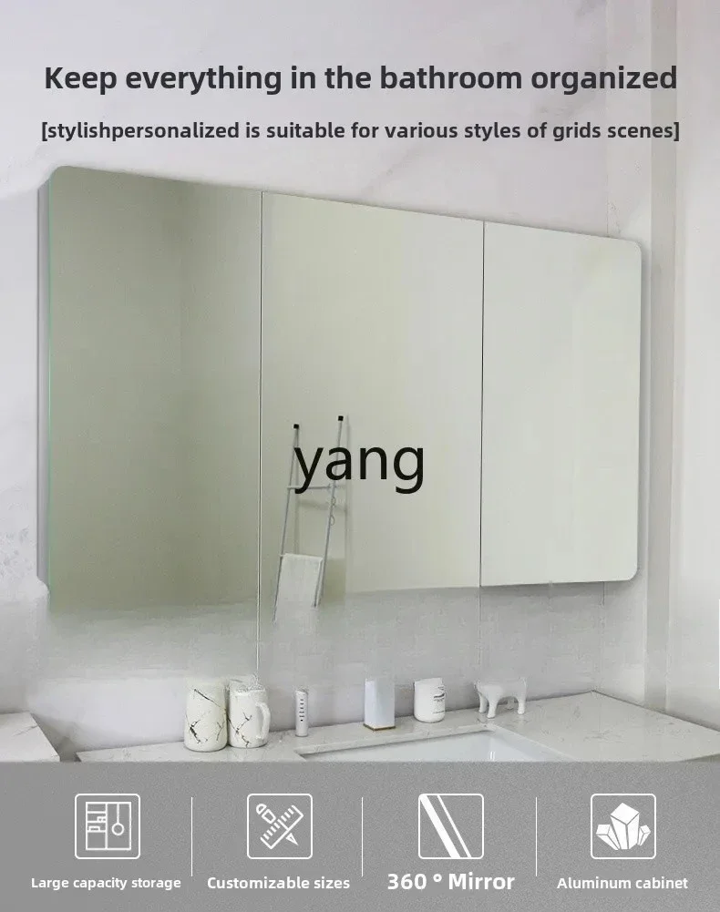 CX bathroom bathroom mirror cabinet wall-mounted simple aluminum alloy storage mirror box bathroom integrated mirror cabinet
