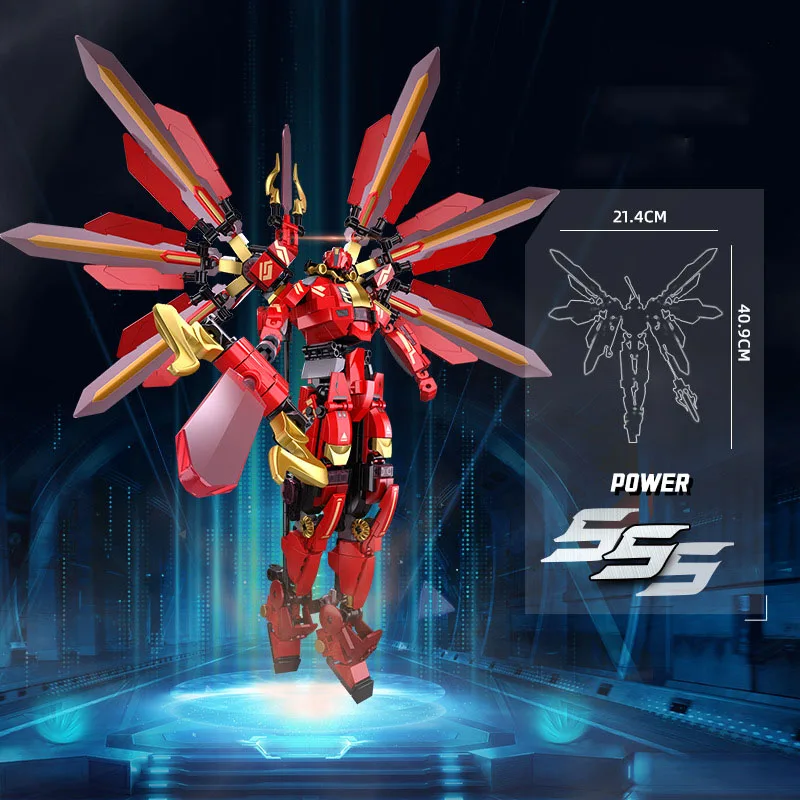 511PCS Deformed Mecha series B1152 Classic Light Halberd Athena Robot Mecha model puzzle building blocks for boys and children