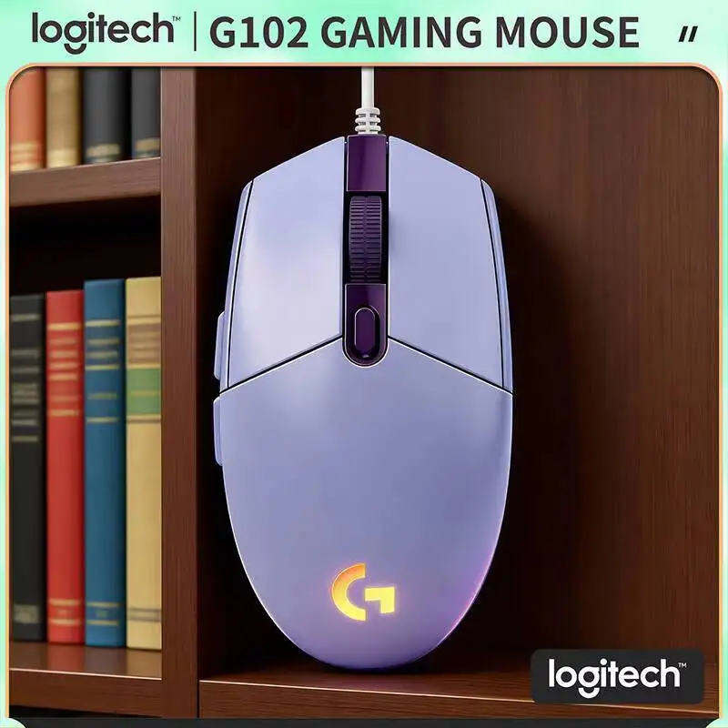 Logitech G102 Gaming Mouse, USB Wired Connection, 8000 DPI, RGB Colors, 6 Customizable Buttons for Gamers