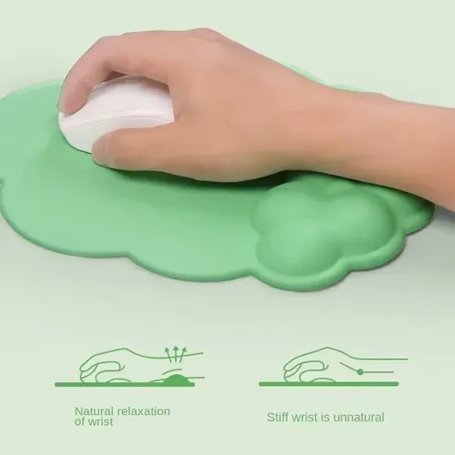 Imagen 2 del producto Reposamuñecas para teclado, reposamuñecas de espuma viscoelástica de cuero para teclado de ordenador y ratón, diseño de masaje ergonómico, soporte para brazo de mano