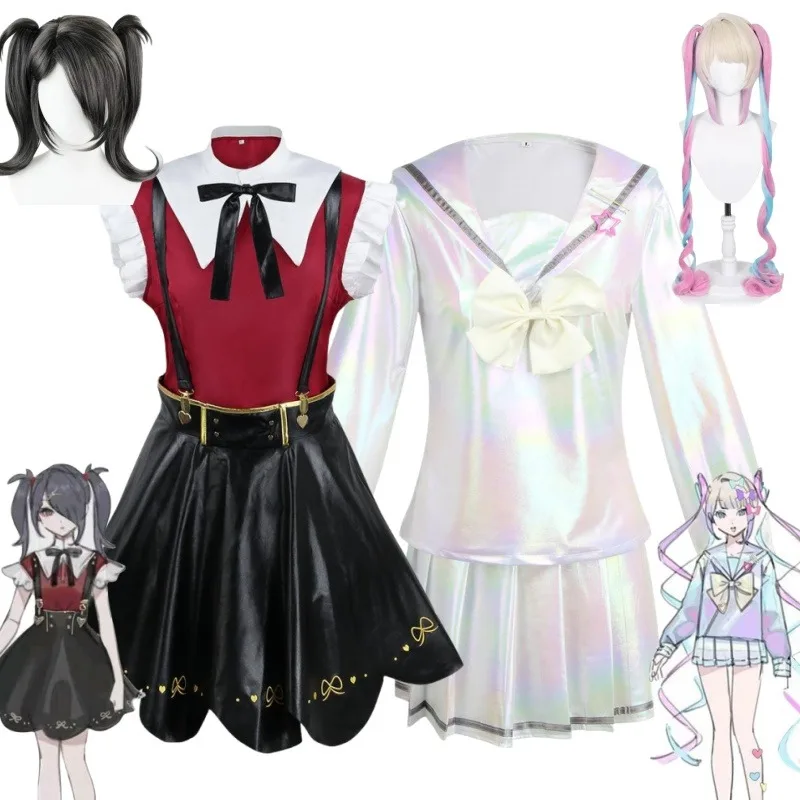 Behoeftig Meisje Overdosis Cosplay Kostuum Pruik Anime Jk Uniform Leren Rok Set Afgrond Kangel Ame Chan Halloween Feestkostuum