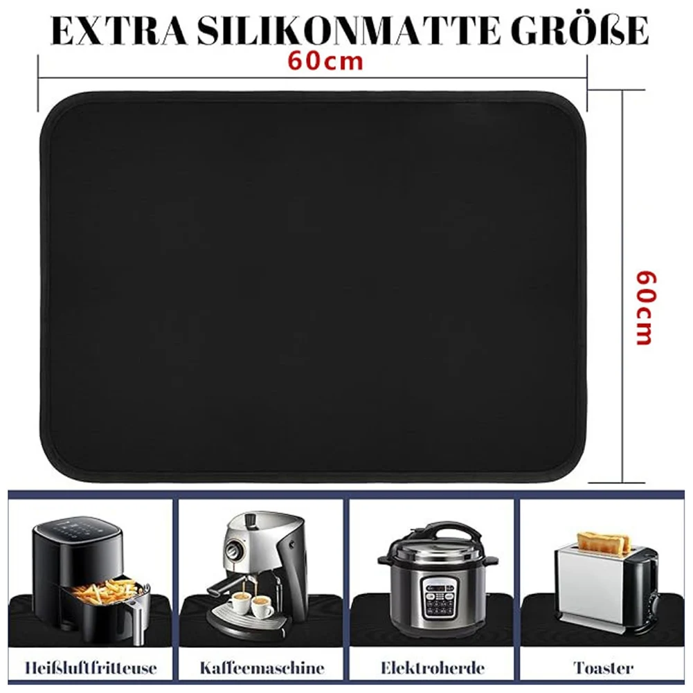 

For Kitchen Appliances Black Air Fryer Mat Silicone Coated Pad Silicone Coated Fiberglass Waterproof And Oil-proof