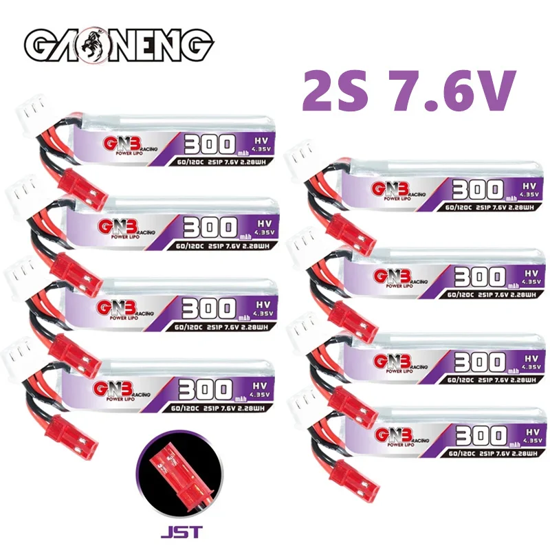 

GAONENG GNB 2S 7.6V 300mAh 60C/120C Lipo Battery For Remote Control Toys Model UAV FPV Drone 7.6V Battery With JST Plug