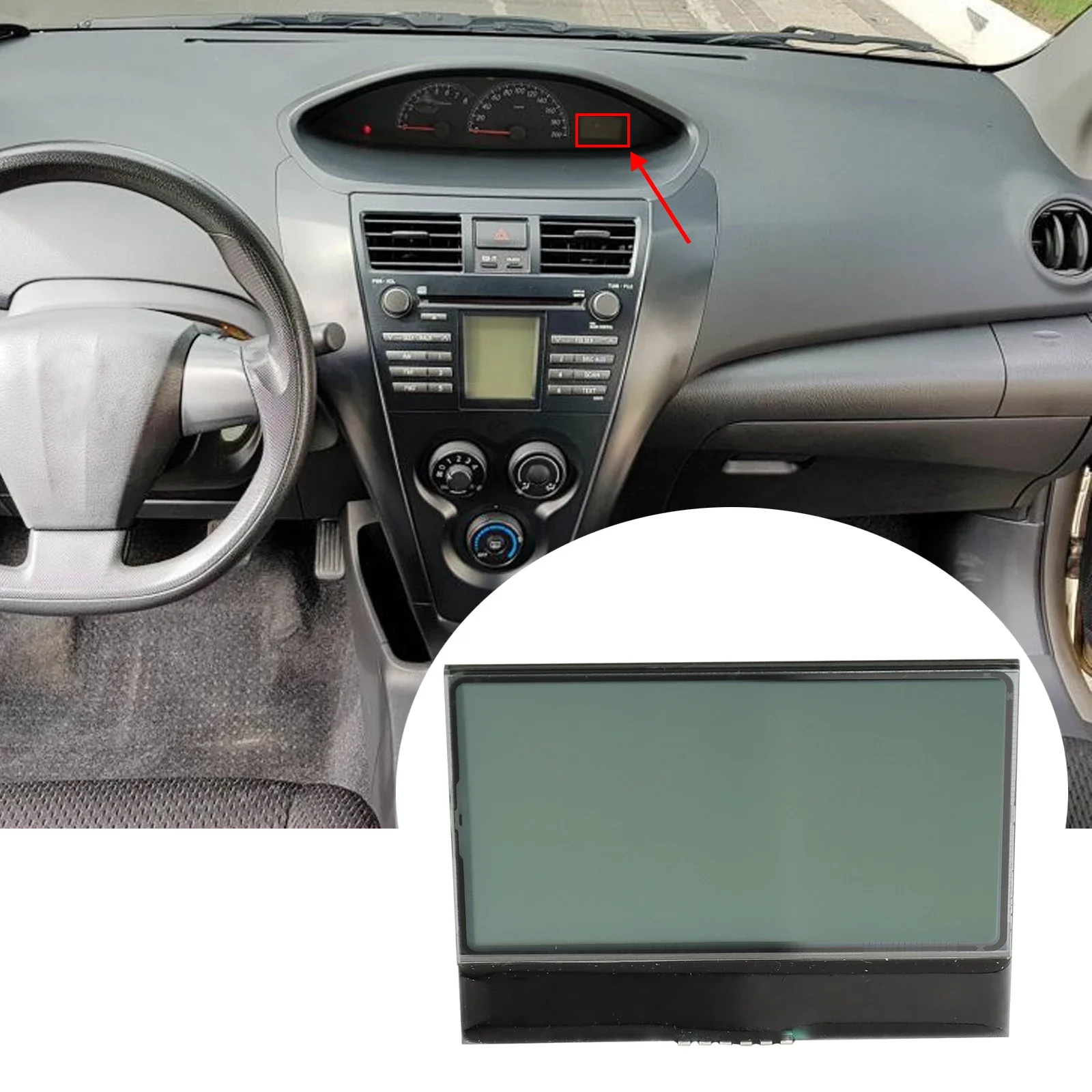 For Toyota- LCD Screen Dashboard For Vios- 2008~2012 Black LCD Cluster Dashboard Instrument LCD Screen Replacement Car Accessory