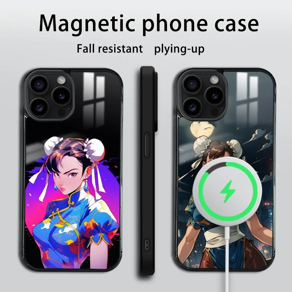 Chun-Li Game-Street-Fighters Phone Case For iPhone 16 15 14 13 12 11 Pro Max Plus Mini Mirror Wireless magnetic case