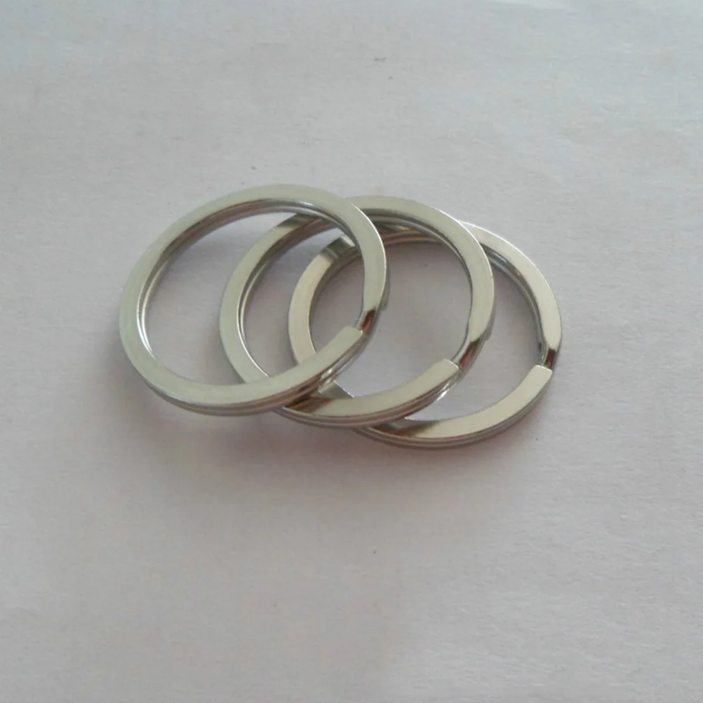 

30 Pcs Stainless Steel Key Rings Split Circular Keychain Hoops Strong Anti Rust 10 Pieces Each Size Secure Closure Flat Design