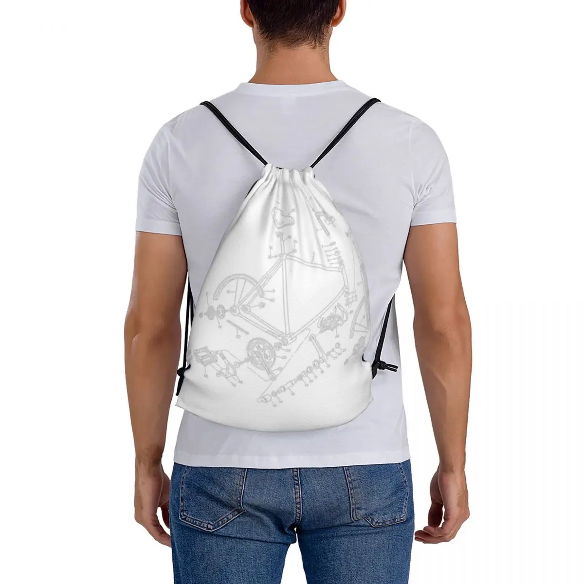 Mochila Bike Addict para homem e mulher, sacos de cordão portáteis casuais, bolso do pacote, bolsa de esportes, bolsa de escola