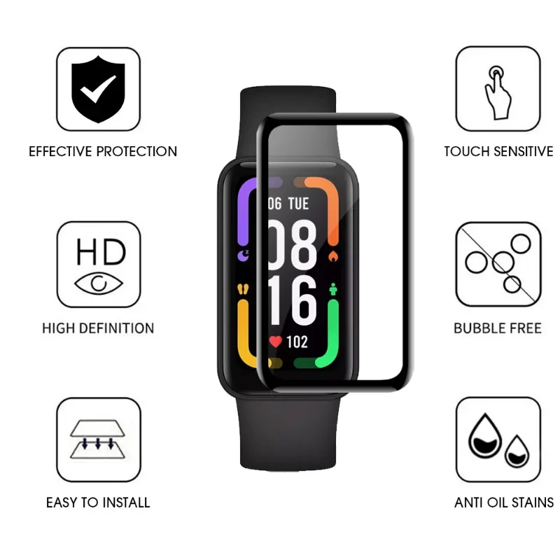 1-3PCS Screen Protector For Xiaomi Redmi Band 2 Accessories Full Coverage Anti-scratch Protective Film For Xiaomi Redmi Band 2