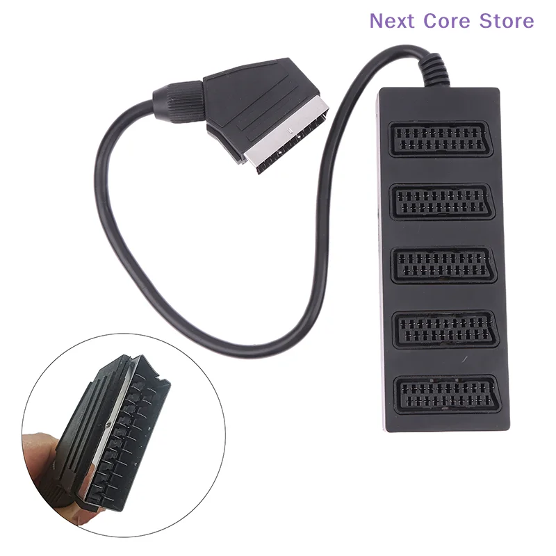 [NC]21Pin Scart 5 Way Splitter 21p Scart Male To 5 Female Adapter Connector 5 Road Scart One Divide Into Five Cable Line[NC]