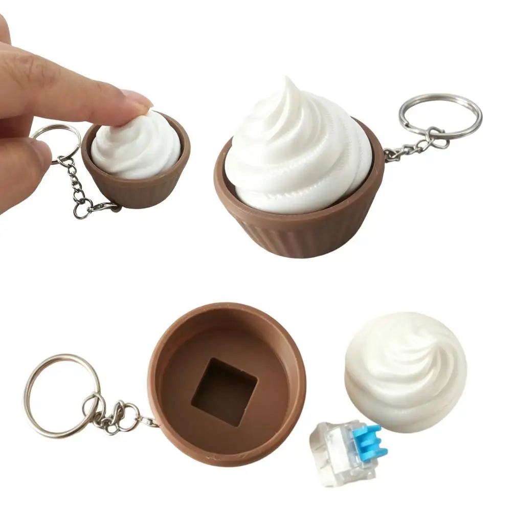 Metal Key Ring Keychain 3d Printed Cake Fidget Keychain with Metal Ring Detachable Squeeze Toy Stress Reliever Cute for Backpack