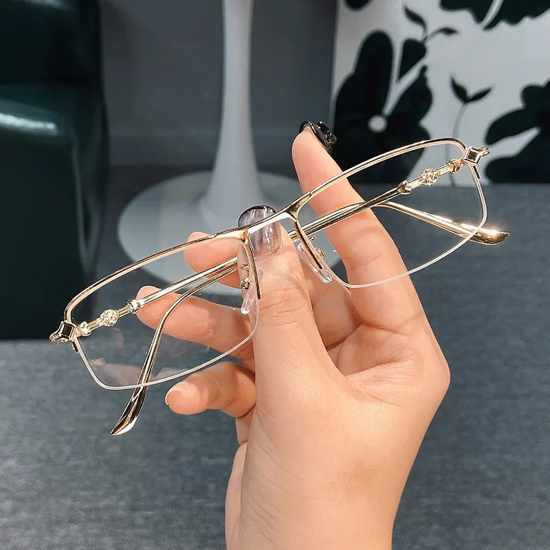 

Semi Rimless Prescription Glasses Unisex Blue Light Filtering Minimalist Frame High Quality Reading Glasses Professional Chic