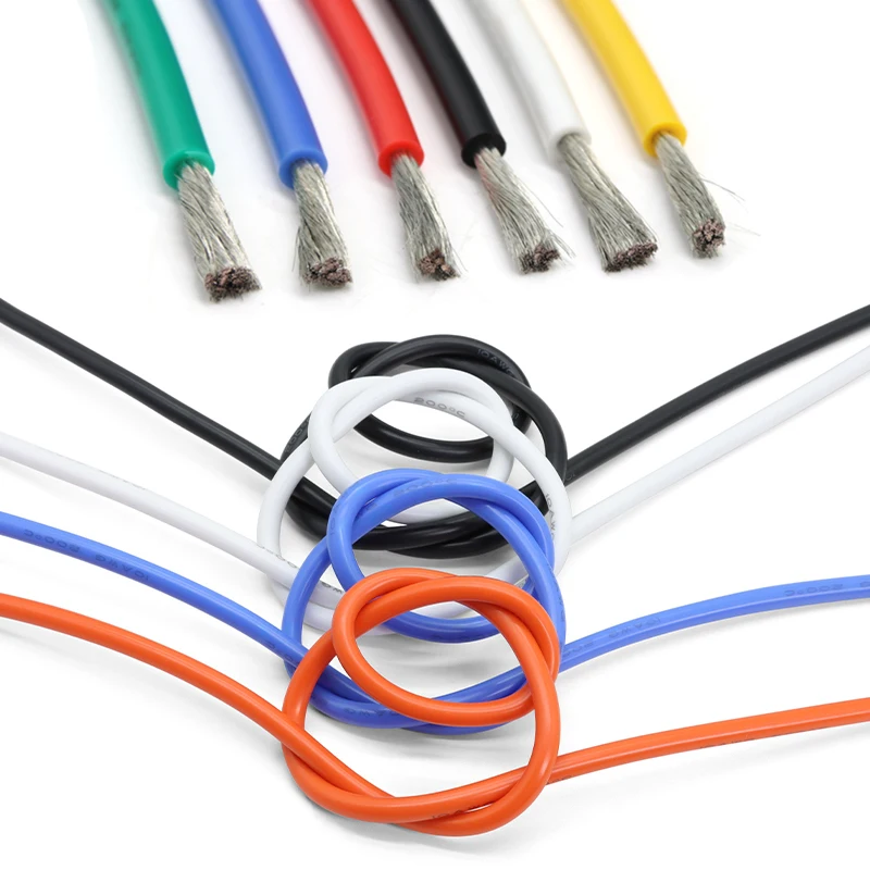 5/10/50m Silicone Cable 30 28 26 24 22 20 18 16AWG Heat-resistant Tin-plating Copper Wire Flexible Car Battery Automotive Wiring