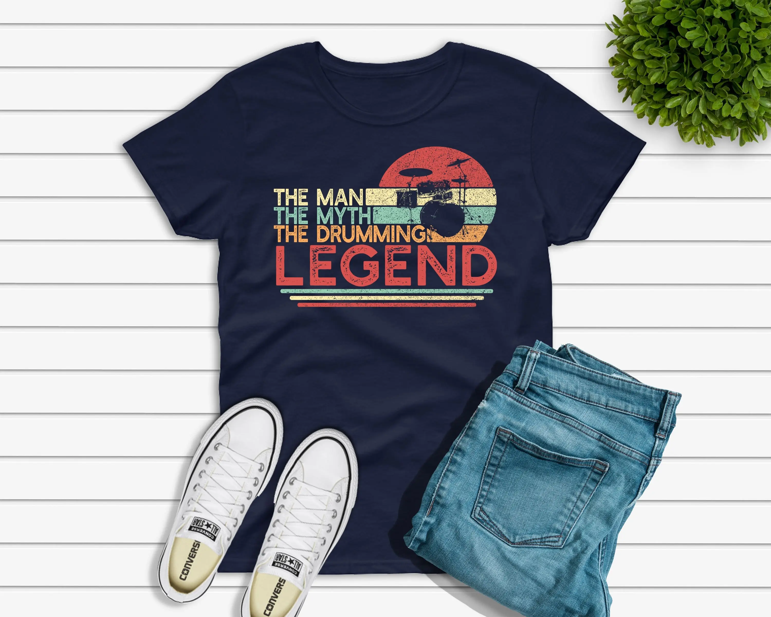 Drumming T Shirt For Men The Man Myth Legend Funny Drummer Him Drum Player