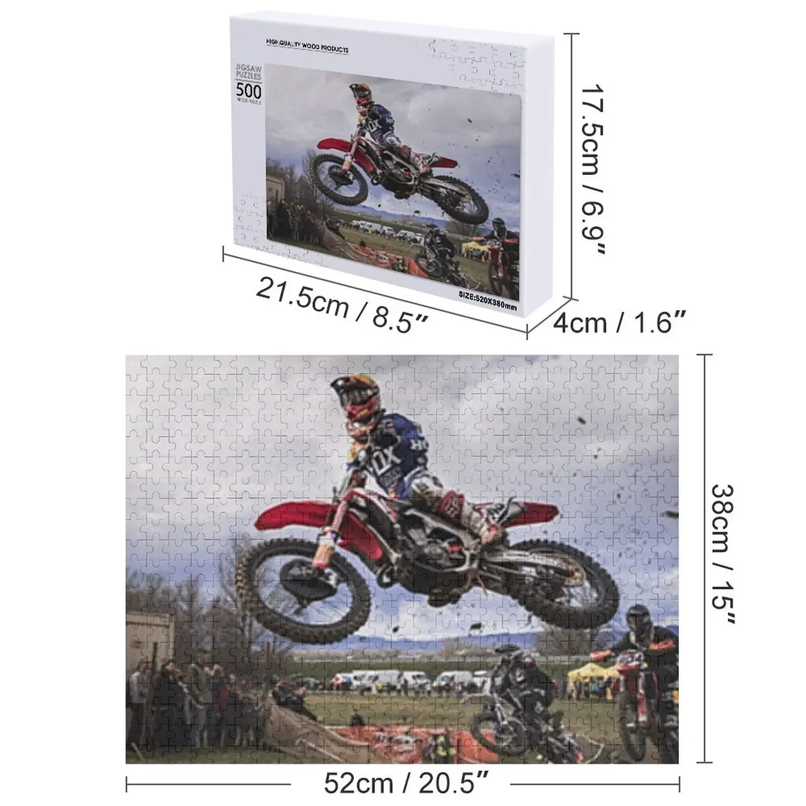 모토크로스 레이서가 빅 에어를 펼치는 퍼즐 나무 장난감 맞춤형 나무 이름 개인화된 크리스마스 선물 퍼즐