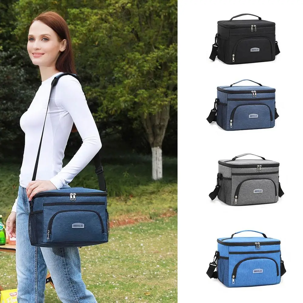 

Large Capacity Shoulder Lunch Bag 25L with Zip Insulated Cooler Tote Handheld Thermal Food Carrier Bag Camping Accessories