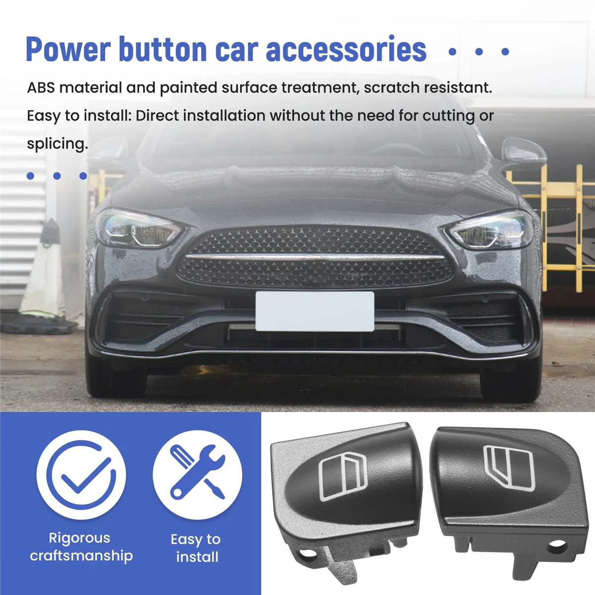 ウィンドウスイッチボタンカバーメルセデスベンツ W203 W208 C Clk クラスフロント左 + 右ウィンドウスイッチ修理ボタンキャップ