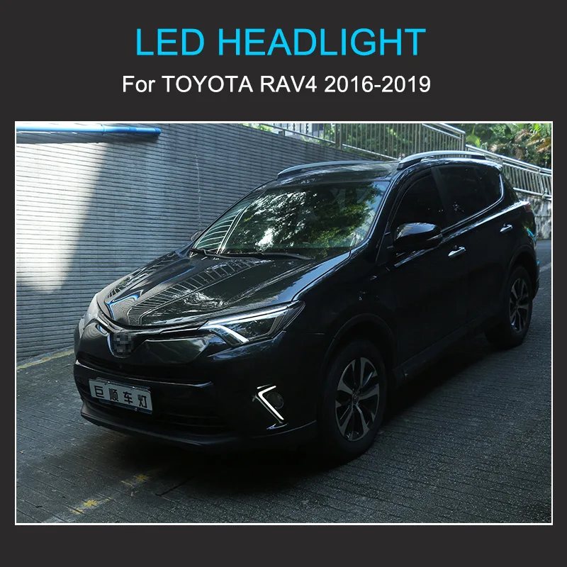 1 Pair LED Headlight Assembly for Toyota RAV4 2016-2019 Headlights Plug and Play with DRL LED Projector Lens LED Head Lights