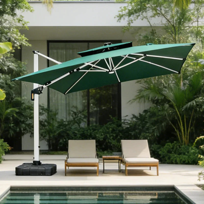Heavy Duty 3x3m Square Market Patio Umbrella Waterproof UV Resistant Outdoor Parasol