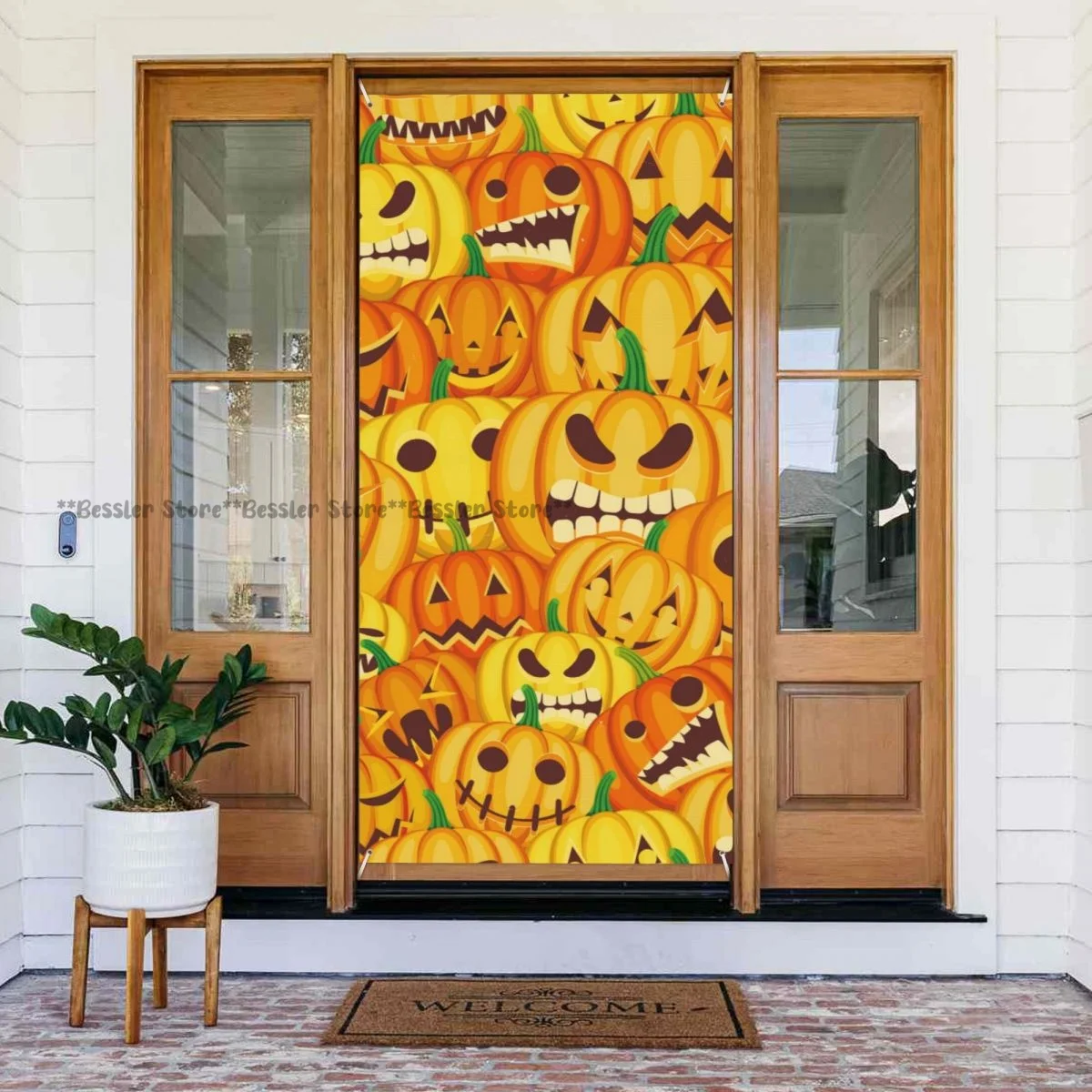 Halloween Jack-o-lantern Pumpkins door cover decorations holiday party supplies