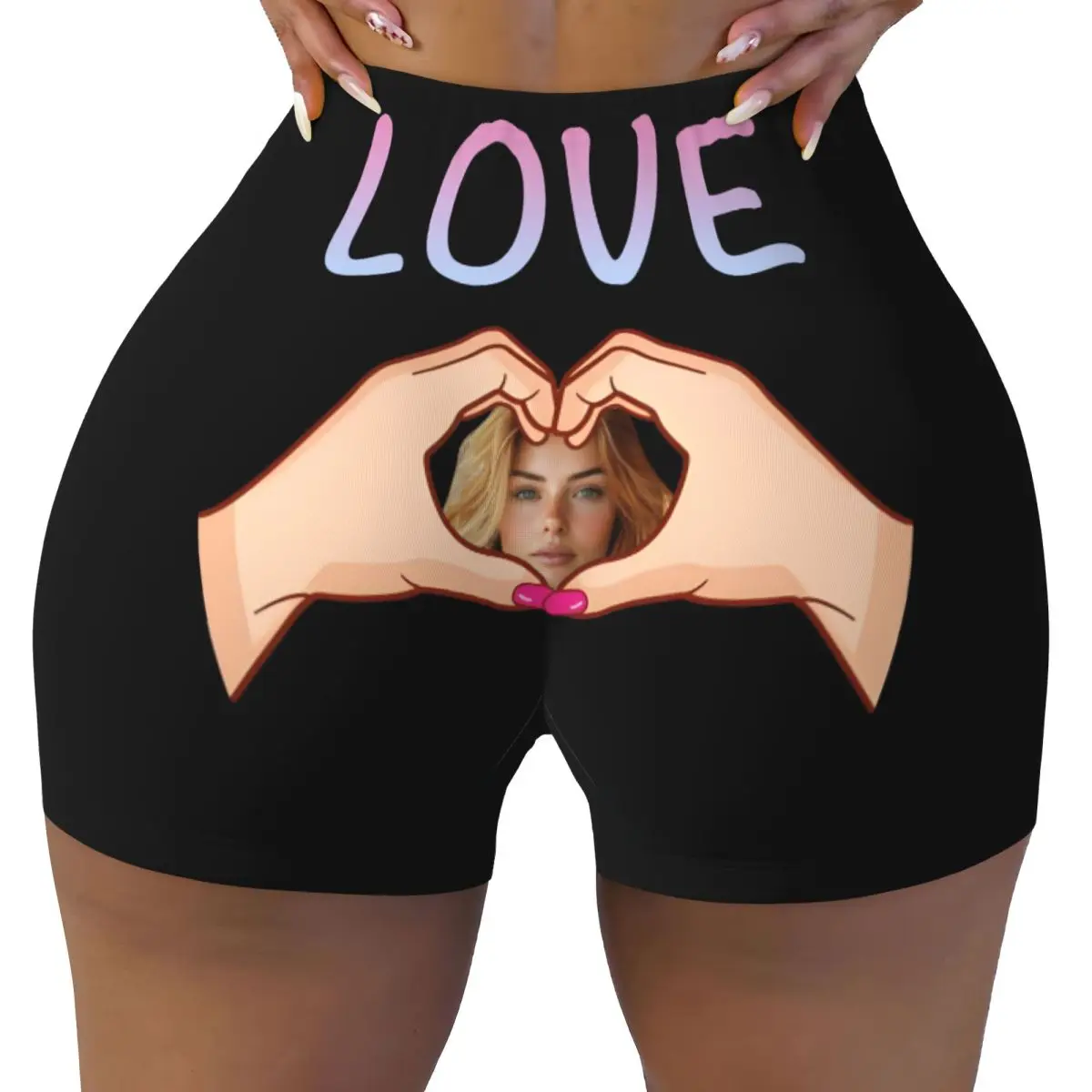 

Custom Personalized Face Photo Workout Biker Running Shorts Women Love You Gym Yoga Shorts