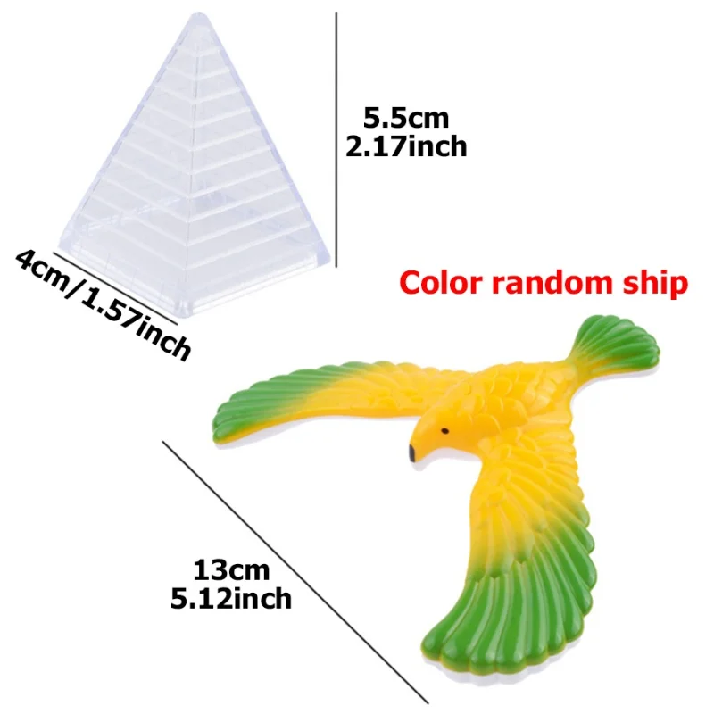 Aigle d'équilibrage avec support pyramide, oiseau magique, décor de bureau, Gadgets amusants, jouets nouveauté, cadeau pour enfants, Figurines miniatures, 3 pièces