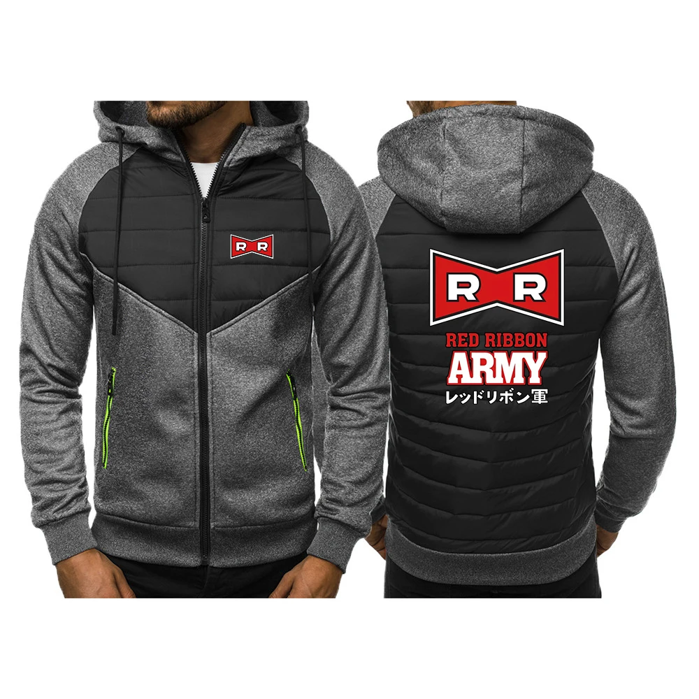 Trendy Hooded Jacket Red Ribbon Army Logo Print 2026 Spring And Autumn Men's High Street Popular Handsome Cardigan Hoodies Coat