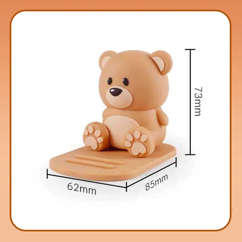 Cute Cartoon Bear Mobile Phone Holder Portable Soft Rubber Creative Phone Stand Personalized Animal Decoration for Tablet Phone