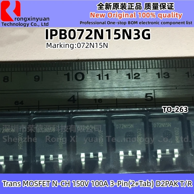 5-20 piezas IPB072N15N3G IPB072N15N3 G IPB072N15N3GATMA1 072N15N IPB072N15N TO-263 MOSFET N-CH 150V 100A 100% nuevo original