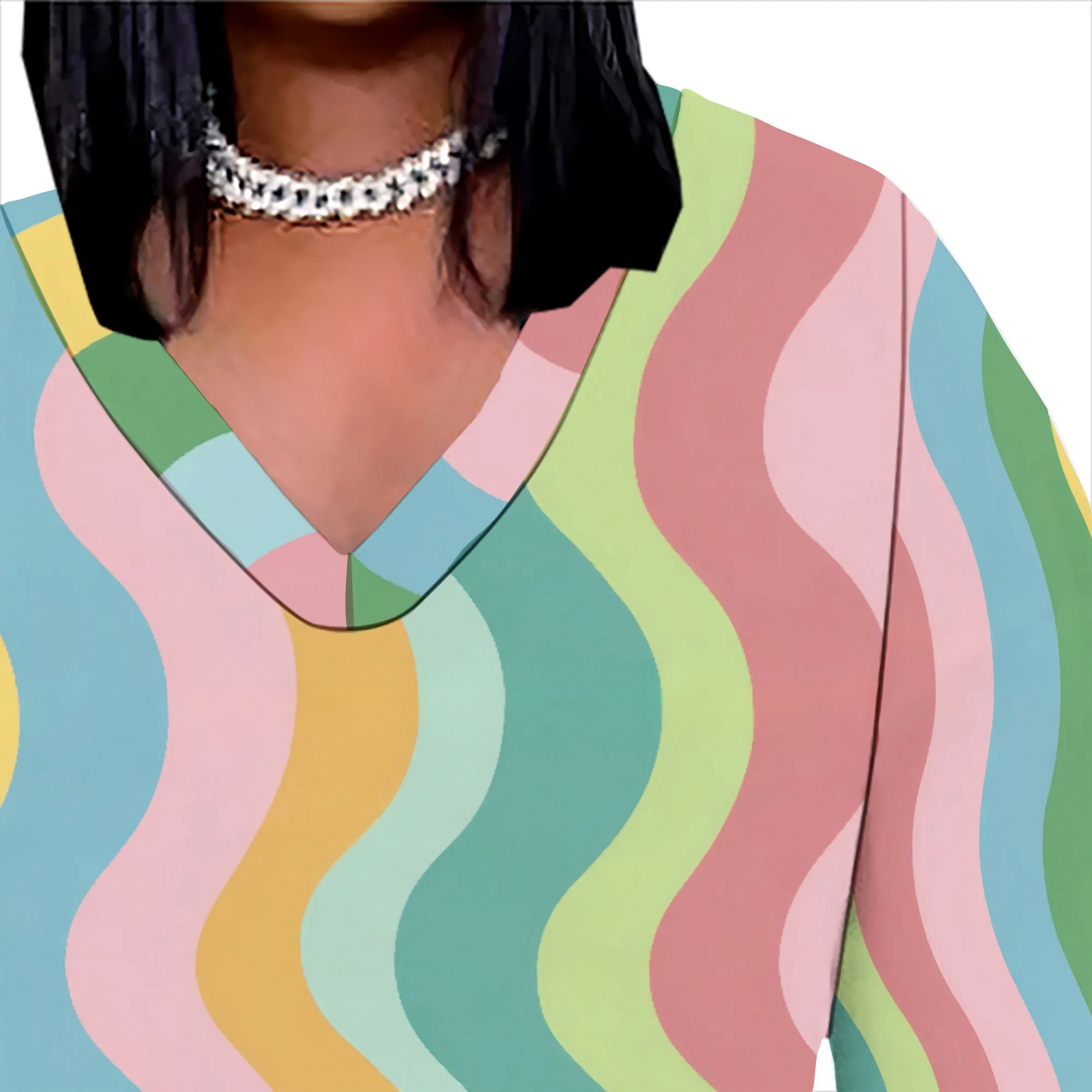 Women Summer Plus Size Dress Stripe Printed V Neck Loose Oversize Dresses Short Sleeve Party Vacation Midi Sundress
