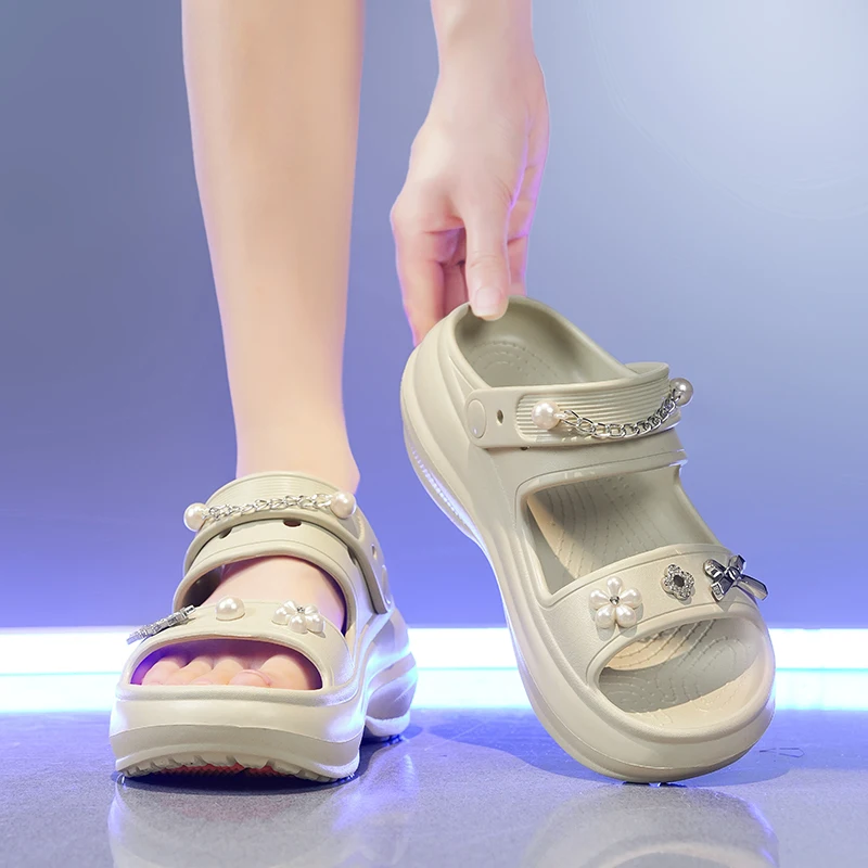 Women's EVA Platform Slides, Thick Sole, Non-Slip For Home And Beach_voghion.com