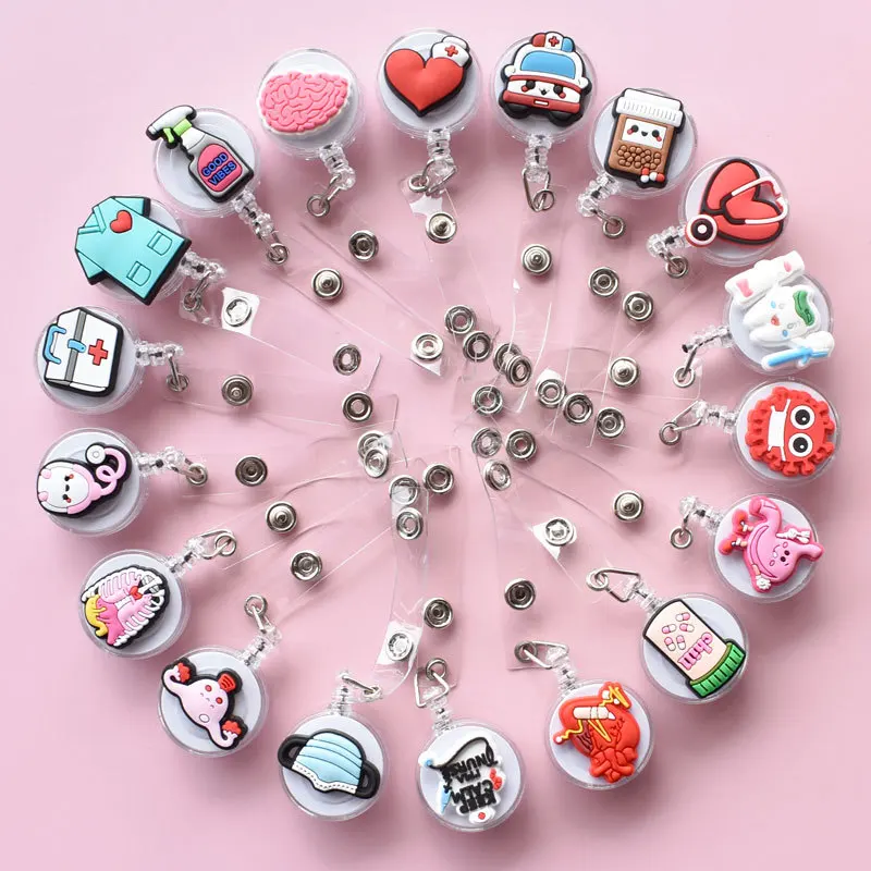 1PC Cartoon Versenkbare Pull Abzeichen Reel ID Lanyard Name Tag Karte Abzeichen Halter Rollen Arzt Krankenschwester Liefert Credential Halter – Detail 3