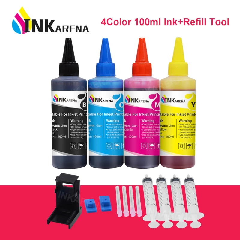 Inkarena 4 Color 100ml Bottle Universal Compatible Refill Dye Ink For Canon PG510 CL511 PG 540 545 445 CL 541 Printer Inkjet