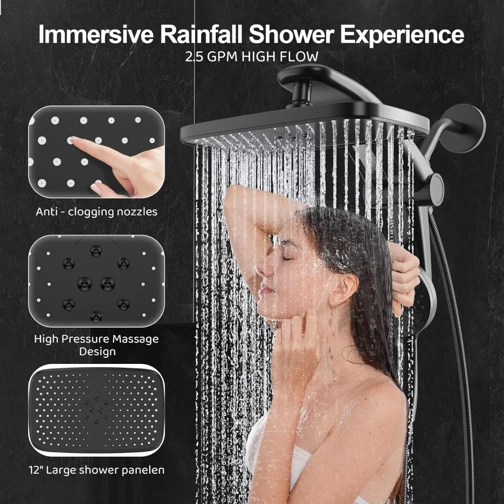 Regenduschkopf mit Handbrause und Hochdruck-Regenduschköpfen mit Handbrause-Kombination. Verstellbarer einteiliger Ständer daul sho