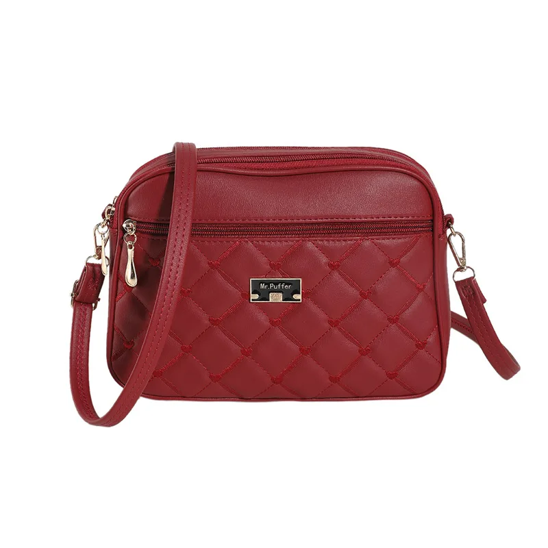 Women\'s 2024 New Cross Border Foreign Trade Lingge PU Crossbody Versatile Small Messenger Bag One Shoulder Small Square Handbag