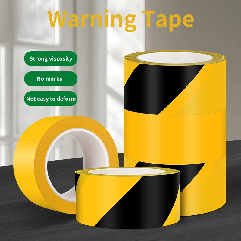 Black And Yellow PVC Warning Tape Floor Zebra Crossing Landmark Color Marking Division Red White Yellow Blue Green Workshop