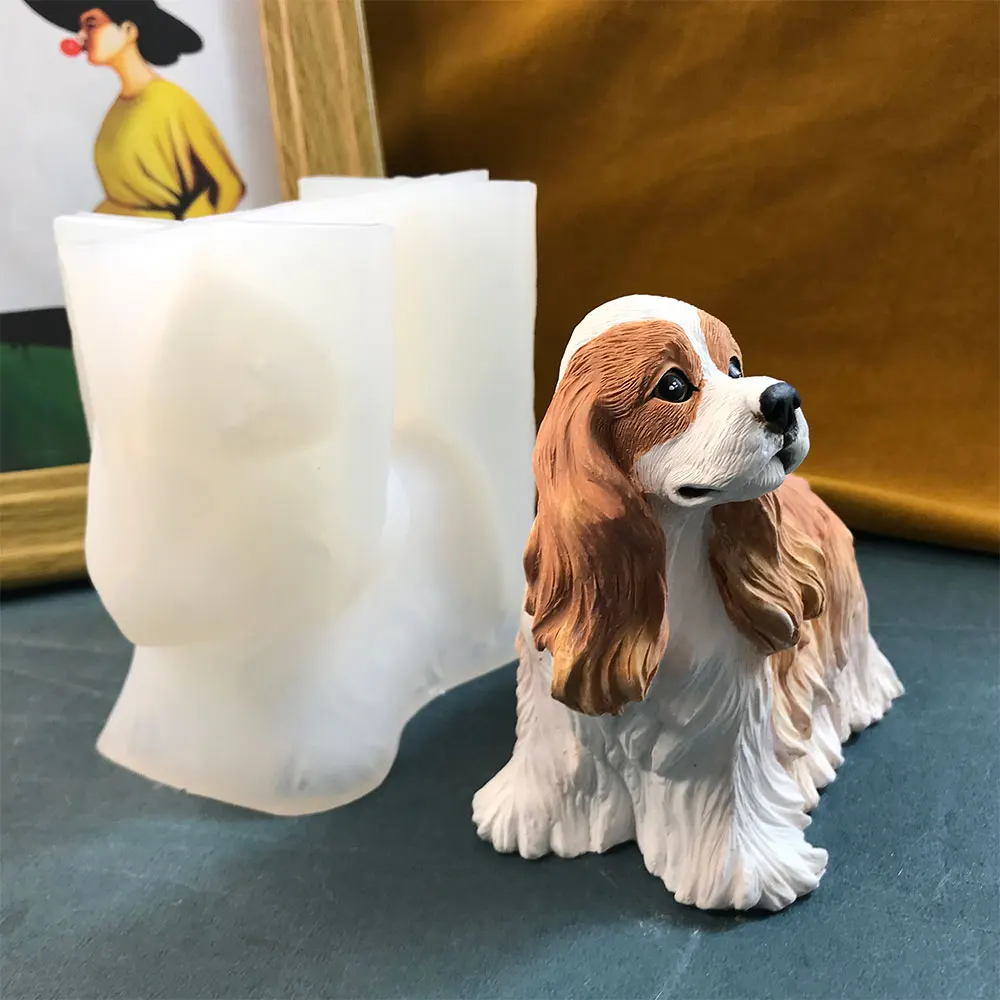3D Cocker Spaniel Dog Silicone Mold DIY Pet Dog Epoxy Resin Plaster Souvenir Animal Mold Dog Lover Home Decoration