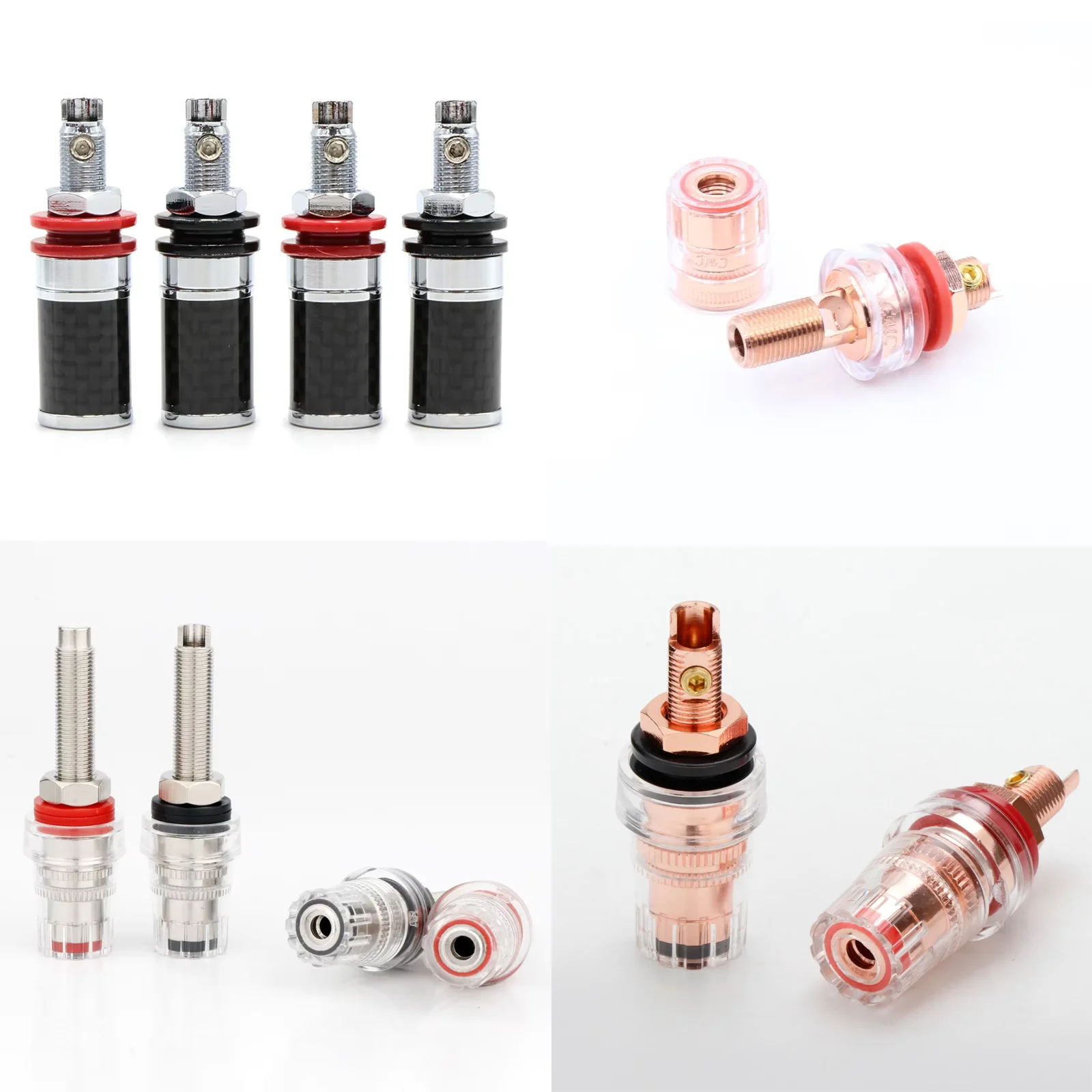 

4/8pcs BP series Rhodium-Plated Carbon Fiber copper Binding posts speaker connectors for DIY Enthusiasts