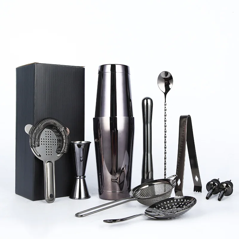 11 Pieces Bar Stainless Steel Cocktail Shaker Set Including Shaker Cups And Bar Tools For Mixing Cocktails In A Bar Setting