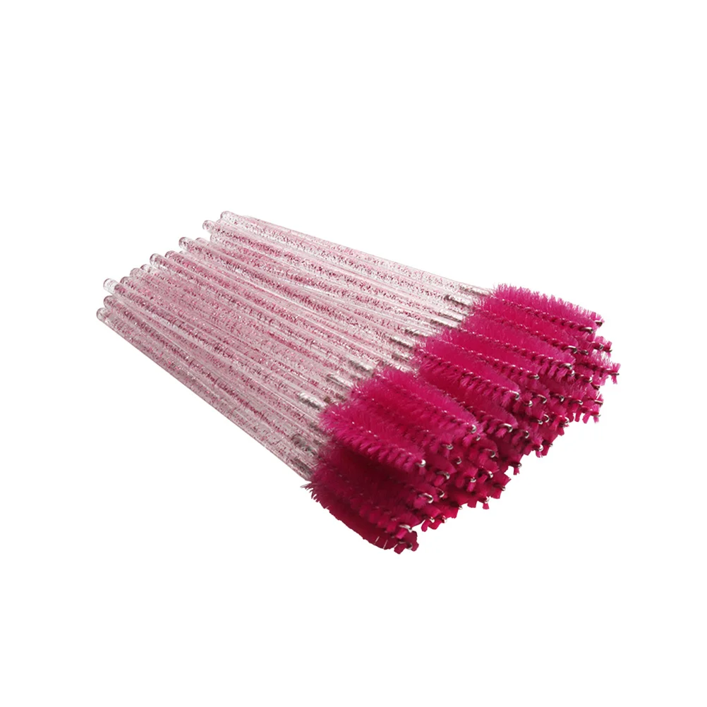 

100Pcs Crystal Rod Eyelash Brushes Disposable Mascara Wands for Professional Makeup Rosy Disposable Mascara Wands