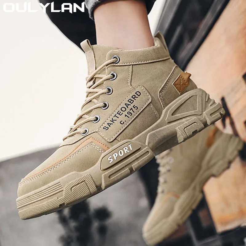 Oulylan Outdoor Working Shoes Men Boots Warm Men‘s Casual Shoes High Quality Leather Ankle Boots Snow Boots for Men Botas