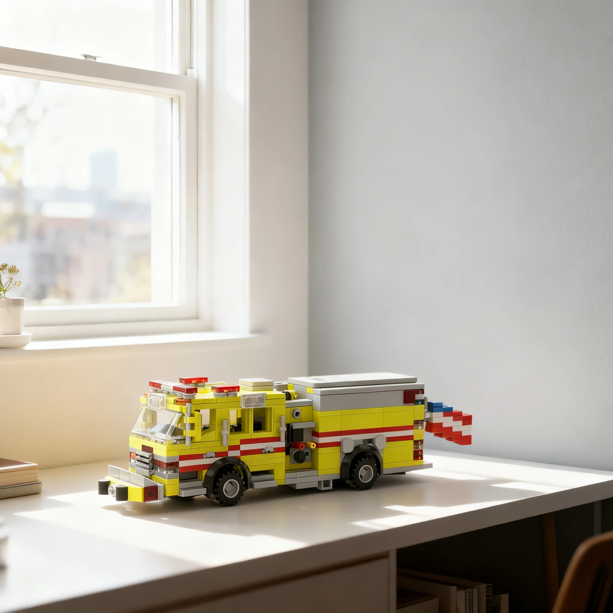 457pcs MOC Fire Truck SGFD Engine Cars Model Building Blocks Christmas Gift Toys Display Idea Art 3D Craft Brick Collection