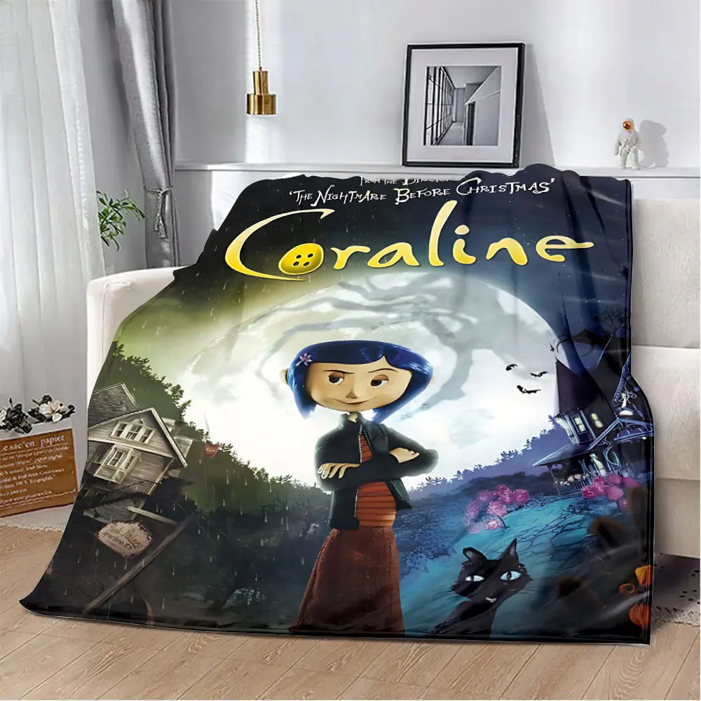 Animation Coraline Printed Blanket Picnic Blankets Warm Blanket Soft and Comfortable Blanket Home Travel Birthday Gift