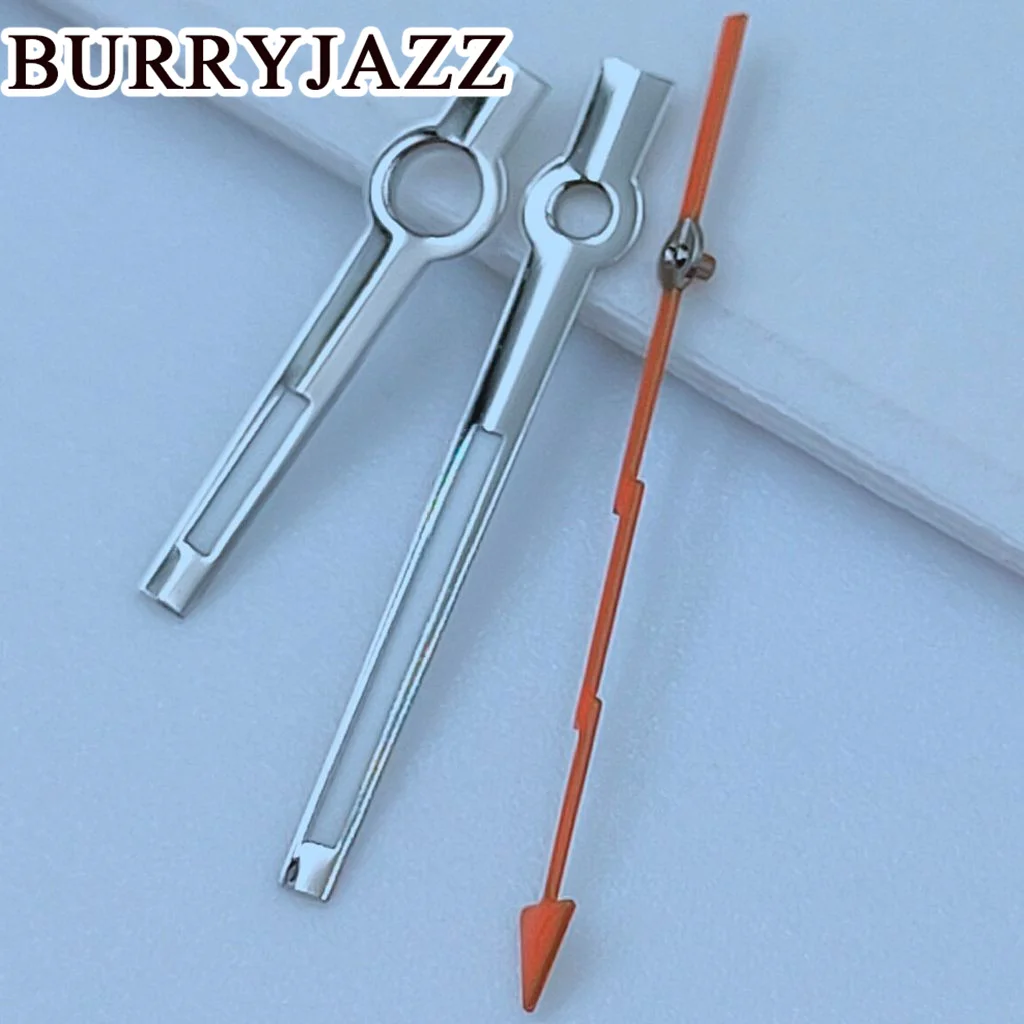 BURRYJAZZ-manecillas de reloj NH35, NH36, NH38, 7S26, 7S36, 4R35, 4R36, Plata naranja, rojo, plata, verde, plata, azul, manos verdes luminosas